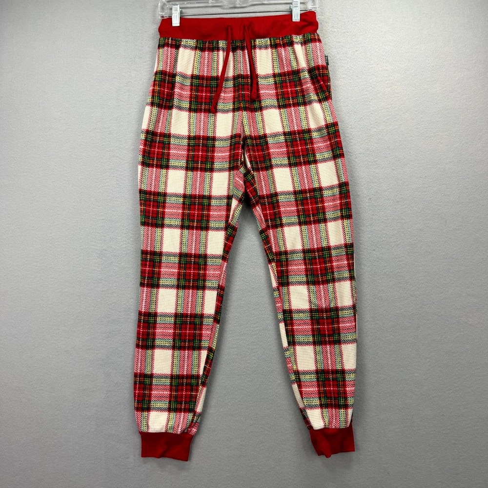 Eddie Bauer Sleepwear Pajama Pants Womens Small Red Plaid Flannel Tapered Leg